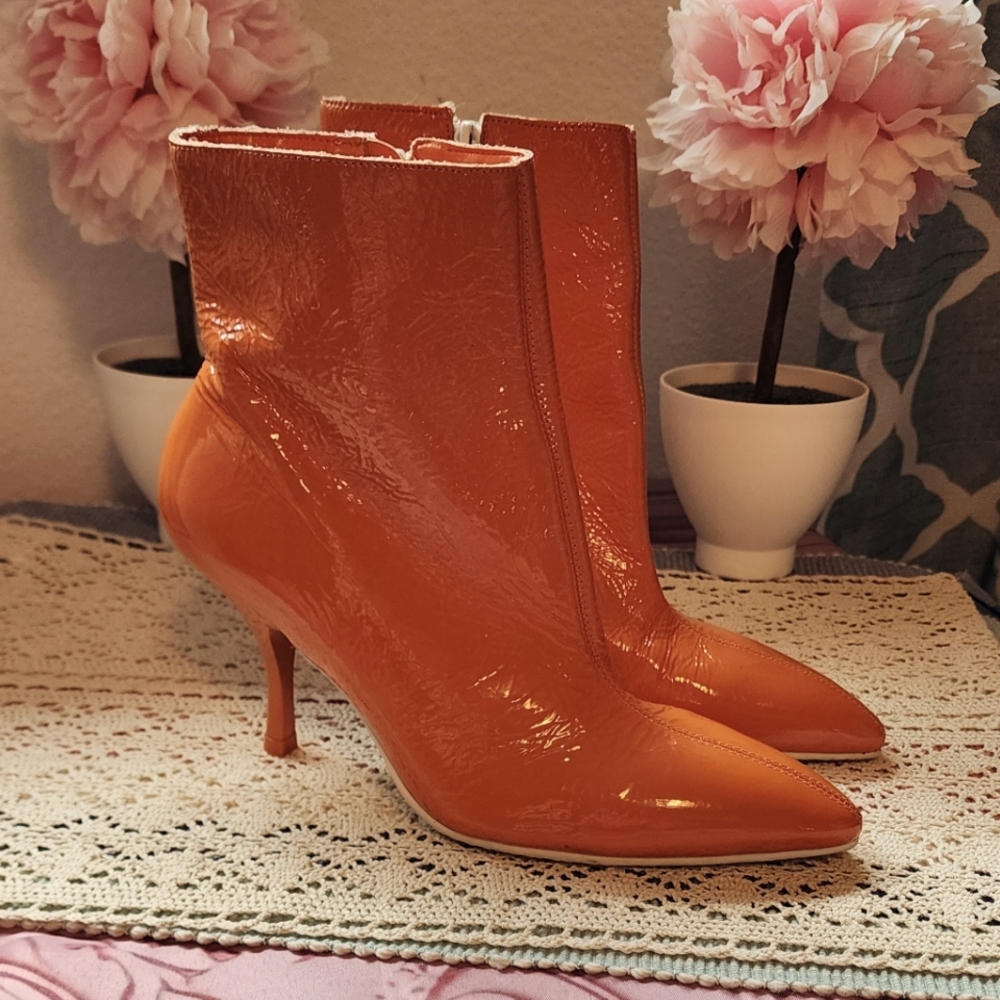 Retro Pumpkin Orange Stiletto Booties